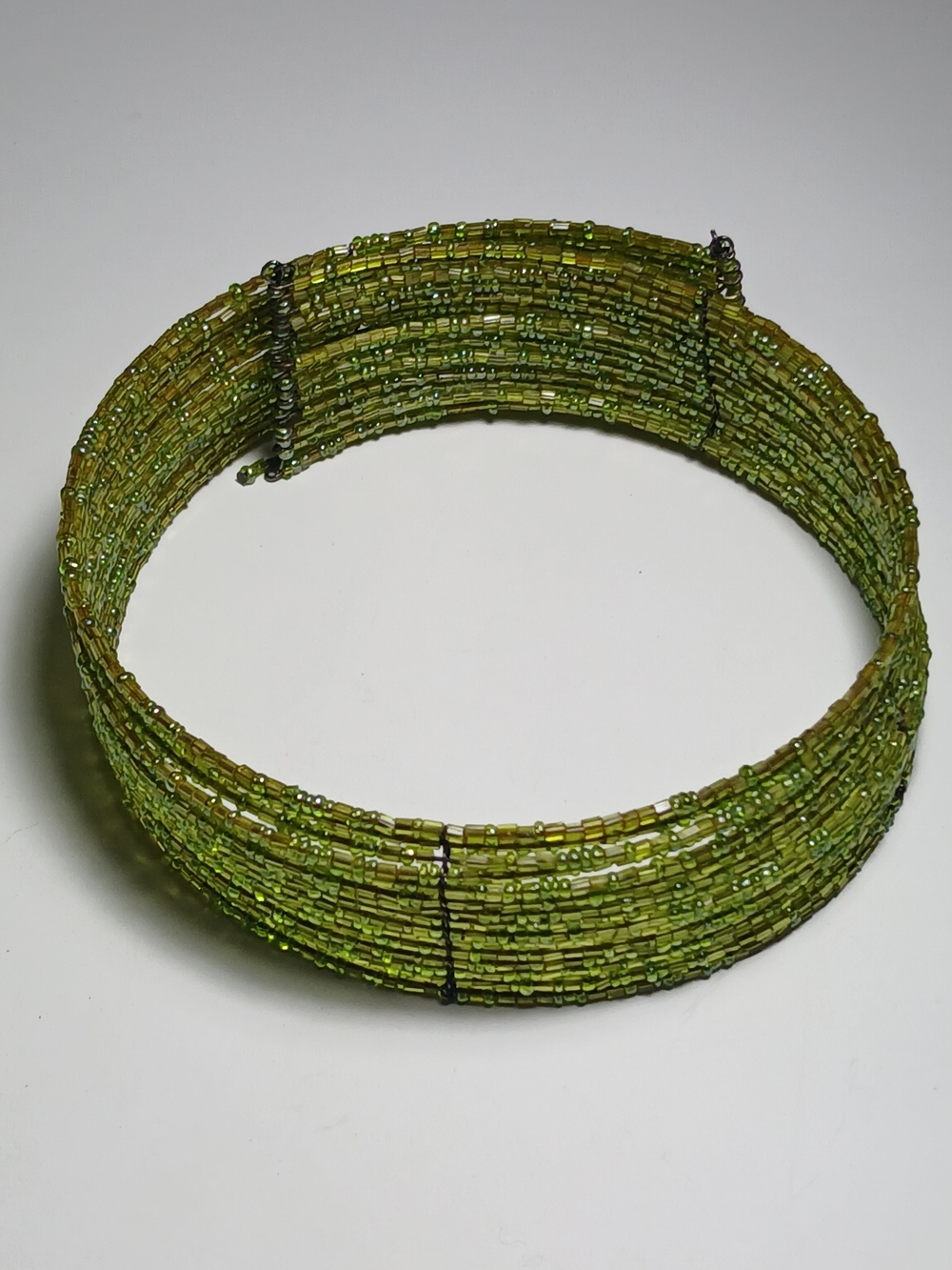 Handmade Green Seed Bead Choker Necklace & Bracelet